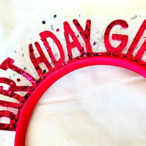 Happy Birthday Glitter Confetti & Lace Girls Headband Fashion Hair accessory - Picture 4 of 6